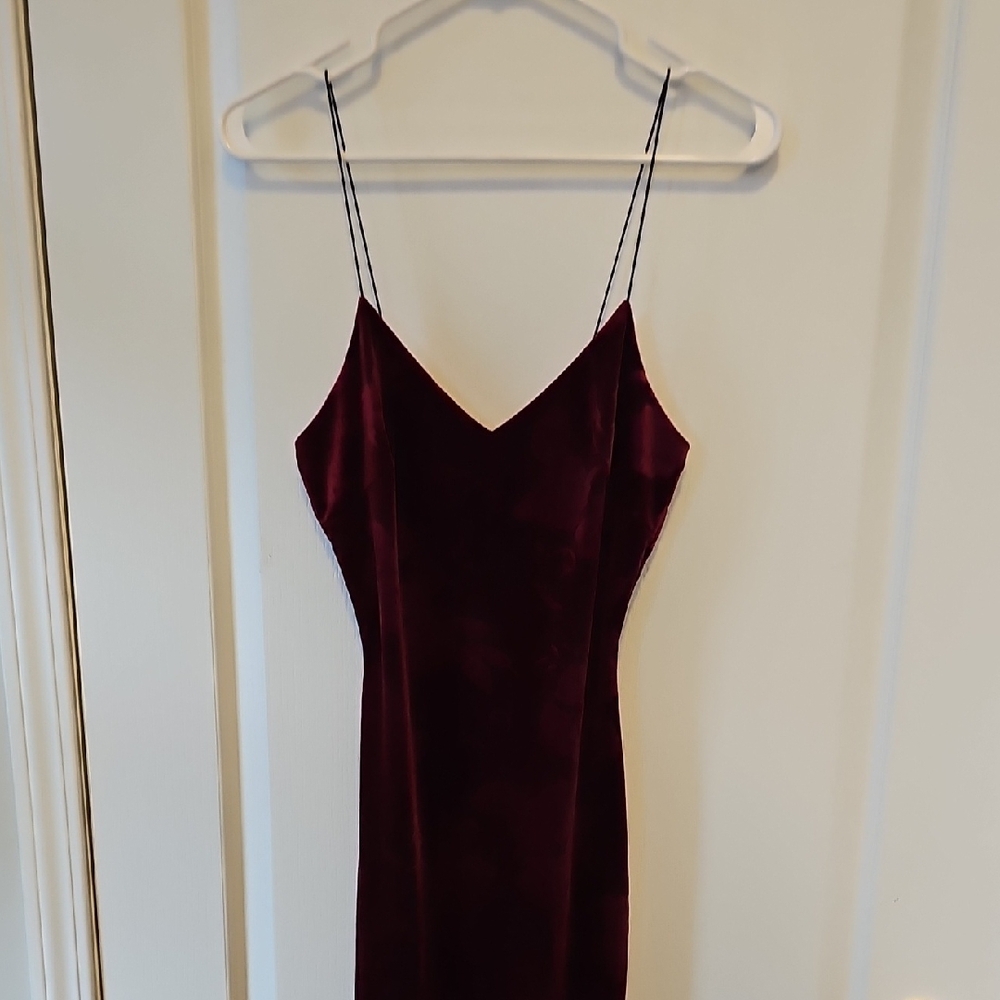 Elegant Burgundy Suede Slip Dress